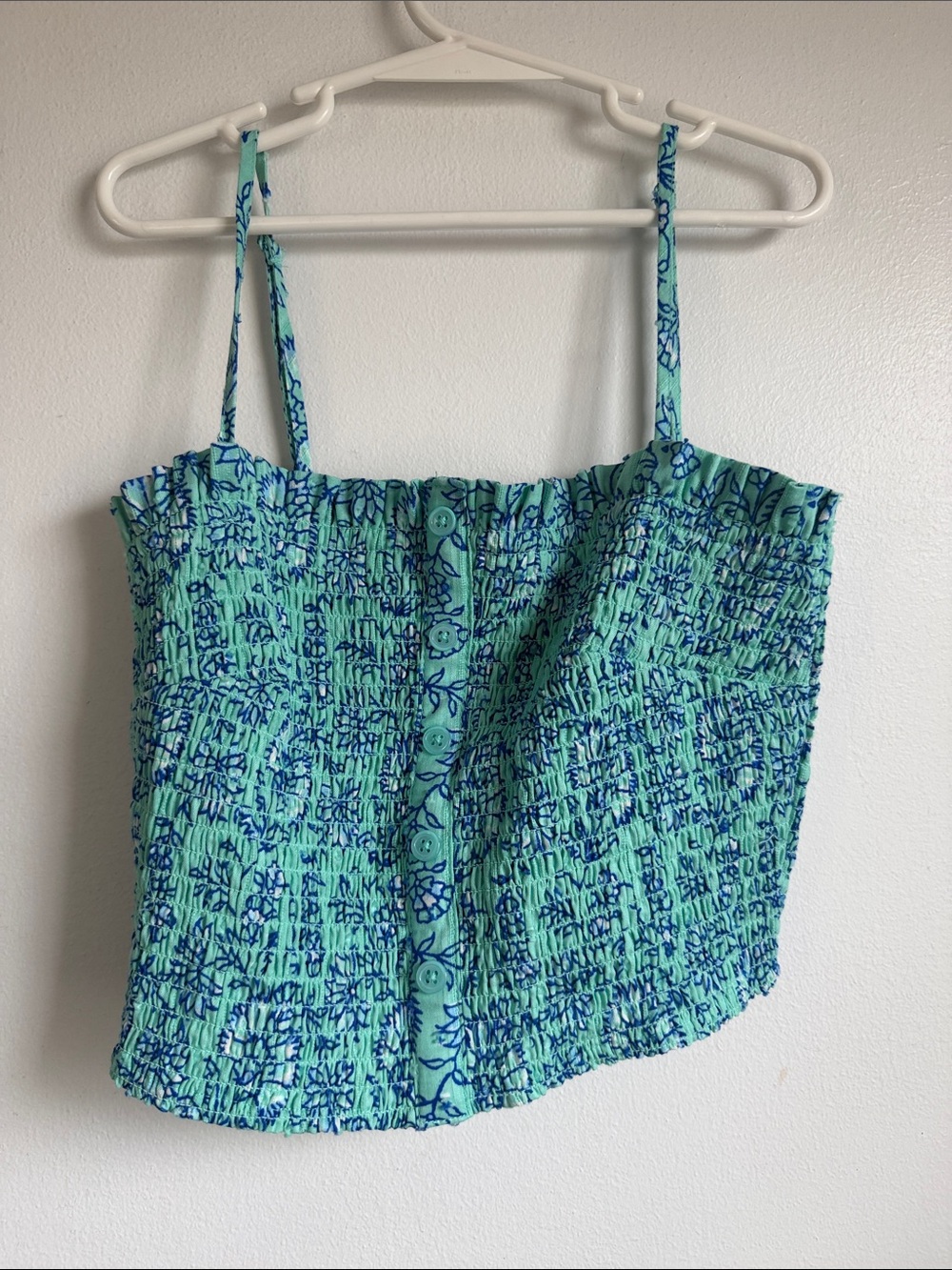 Roller Rabbit x Target Smocked Floral Tank Top Green Blue XXS